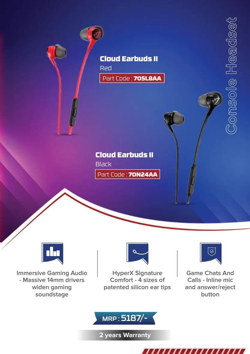 HyperX Cloud Earbuds II — Red