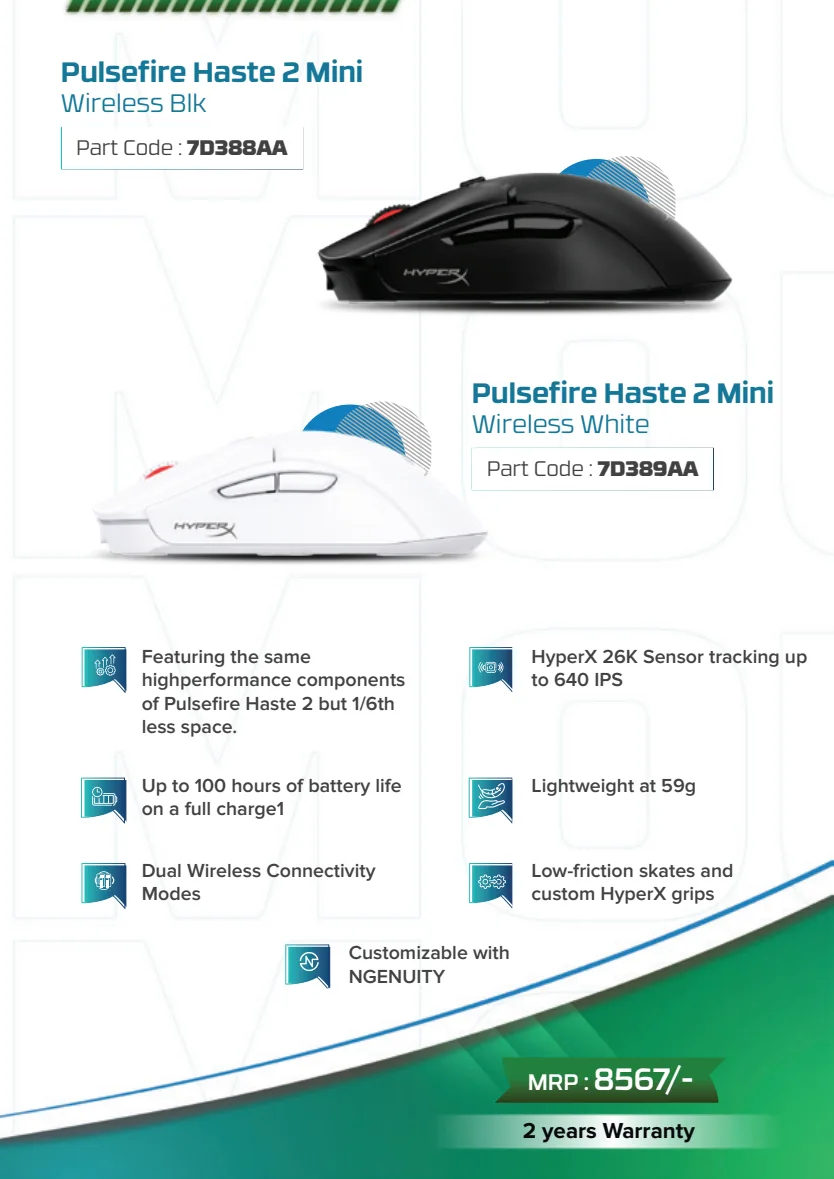 HyperX Pulsefire Haste 2 Mini Wireless Mouse — White