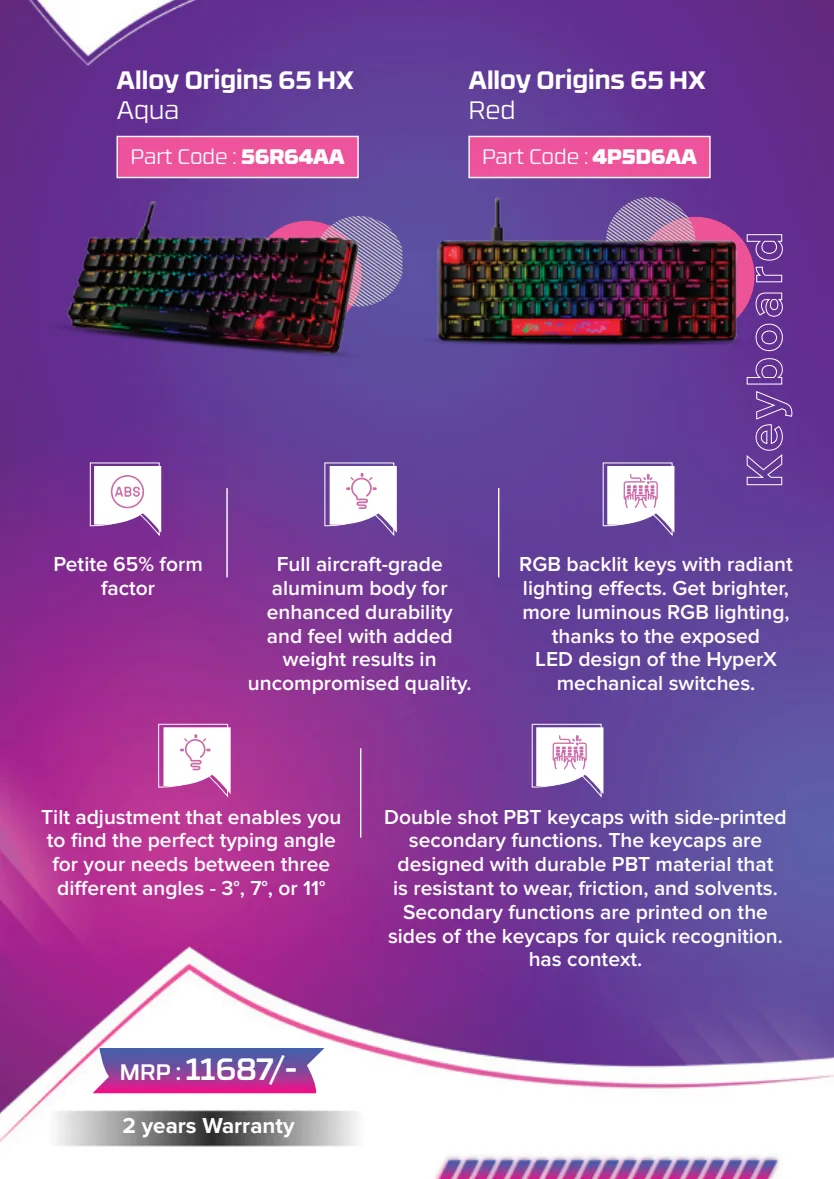 HyperX Alloy Origins 65 Keyboard — Red switch